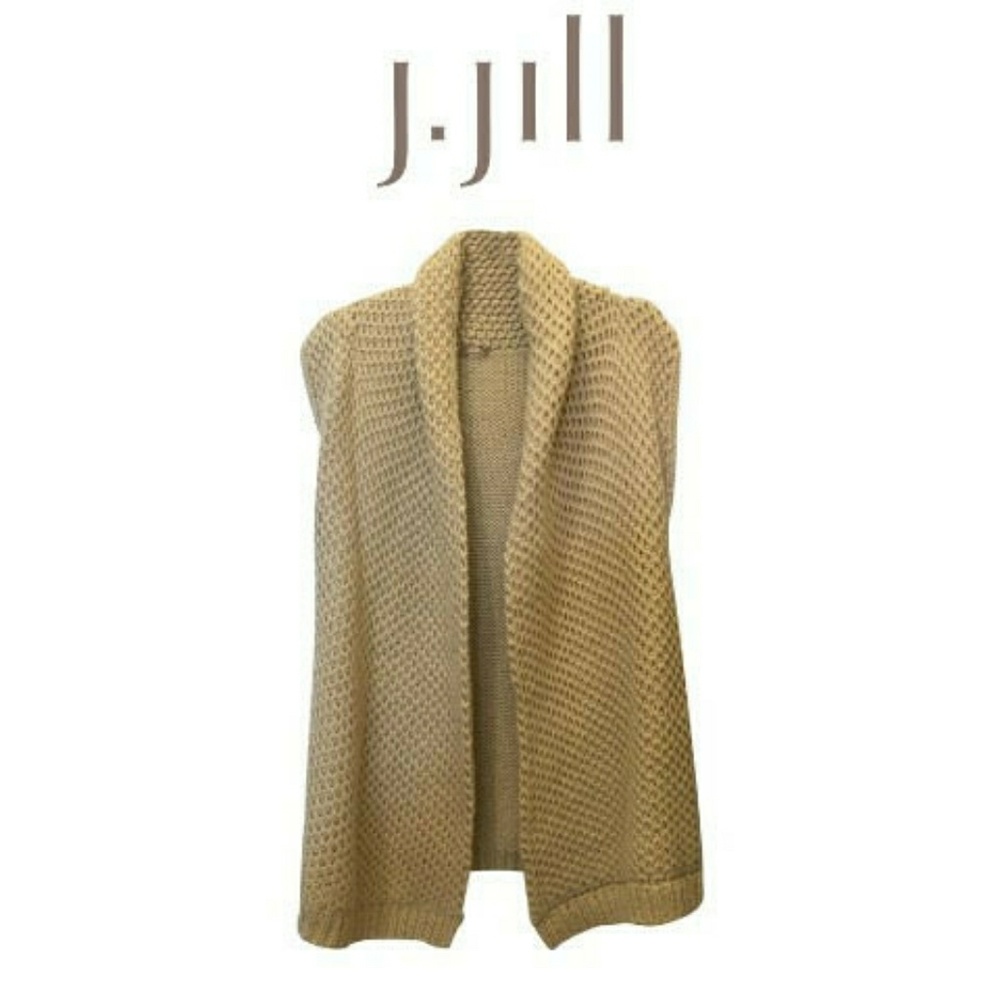 J. Jill Sleeveless Shawl Collar Crochet Cardigan - Picture 1 of 8